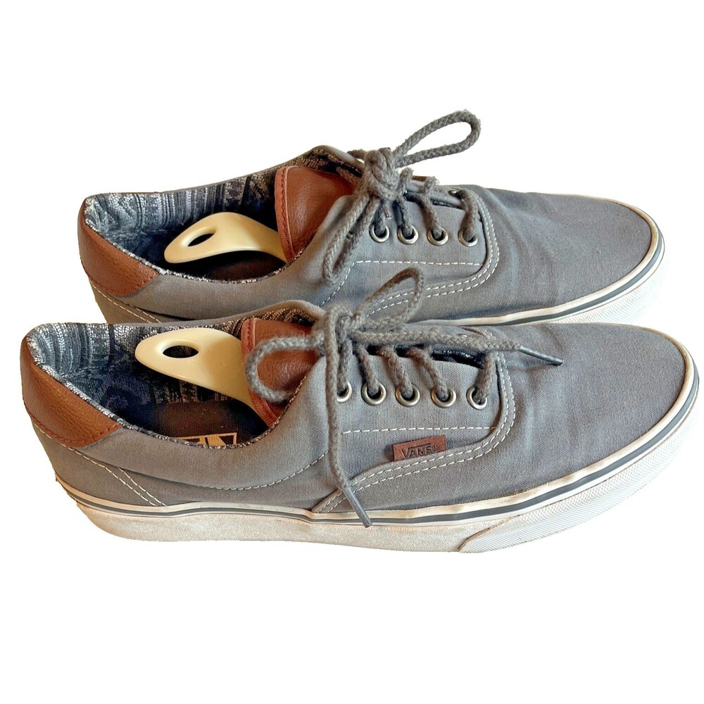 Vans Off the Wall Shoes Unisex M9 W10.5 Grey Canvas White Leather Skating Street